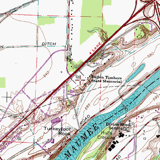 Topographic Map of Fallen Timbers State Memorial, OH