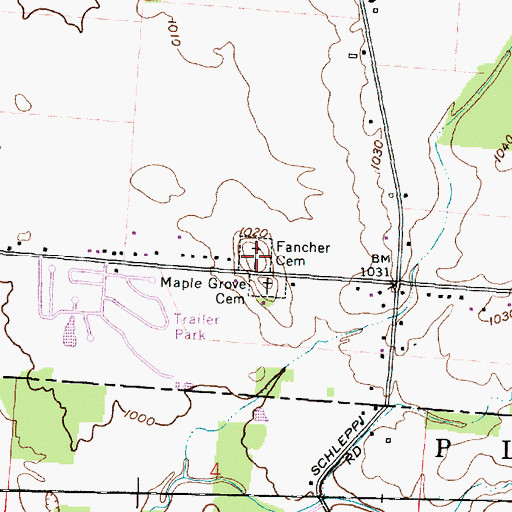 Topographic Map of Fancher Cemetery, OH