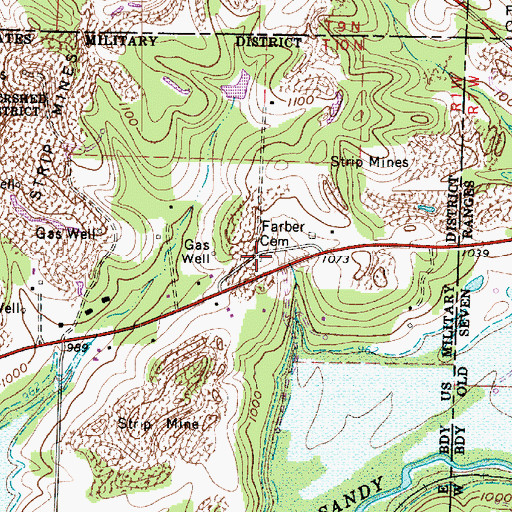 Topographic Map of Farber Cemetery, OH