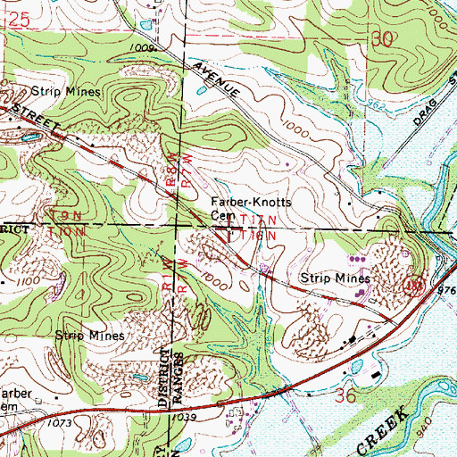 Topographic Map of Farber - Knotts Cemetery, OH