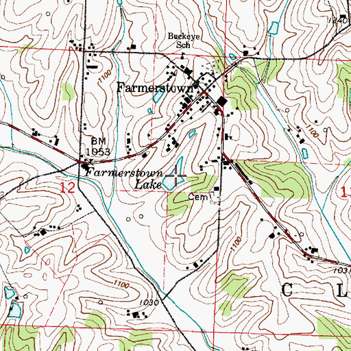 Topographic Map of Farmerstown Lake, OH