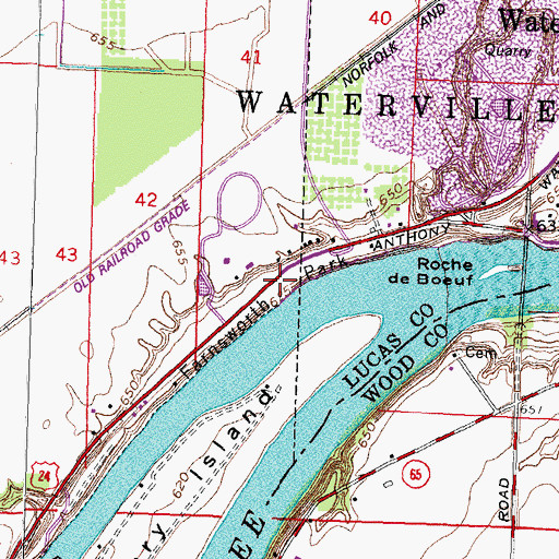 Topographic Map of Farnsworth Metropark, OH