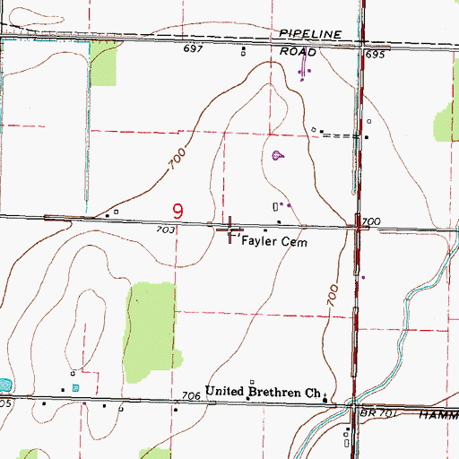 Topographic Map of Fayler Cemetery, OH