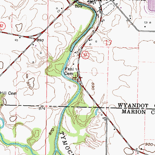 Topographic Map of Fehl Cemetery, OH