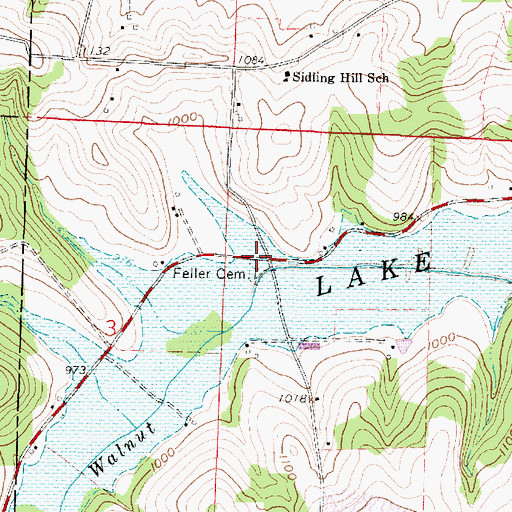 Topographic Map of Feller Cemetery, OH