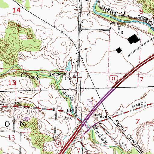 Topographic Map of Fellowship Church, OH