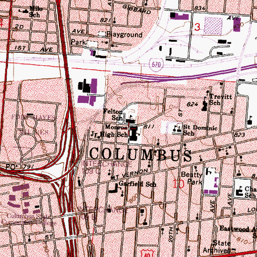 Topographic Map of Felton School, OH