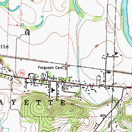 Topographic Map of Ferguson Cemetery, OH