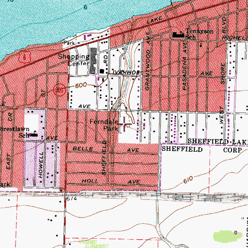 Topographic Map of Ferndale Park, OH