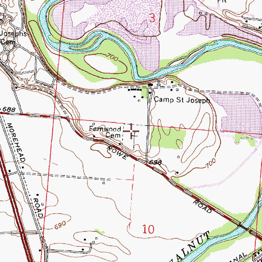 Topographic Map of Fernwood Cemetery, OH