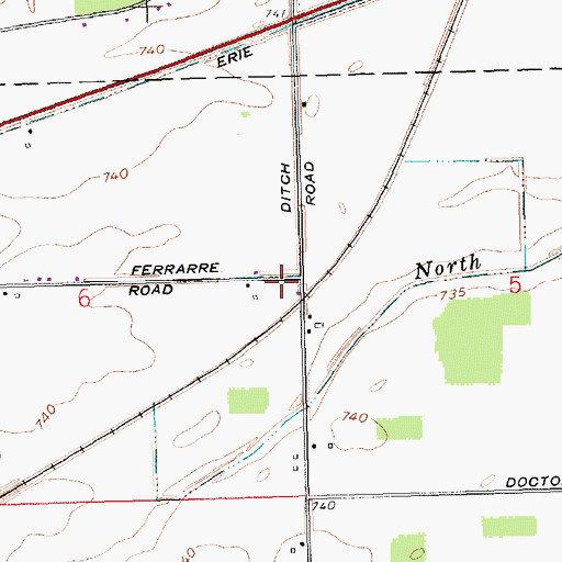Topographic Map of Ferrarre Ditch, OH