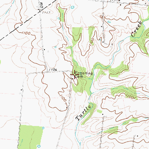 Topographic Map of Fetterling Cemetery, OH