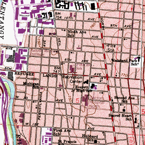 Topographic Map of Fifth Avenue School, OH