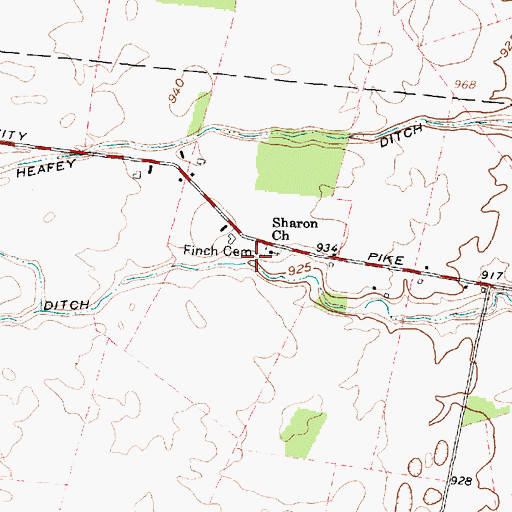 Topographic Map of Finch Cemetery, OH