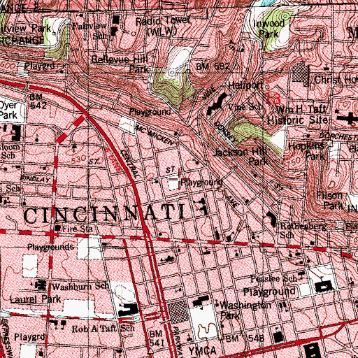Topographic Map of Findlay Playground, OH