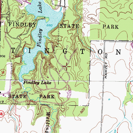 Topographic Map of Findley State Park, OH