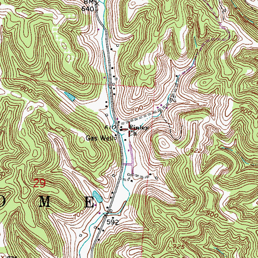 Topographic Map of Finley Church, OH