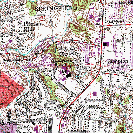 Topographic Map of Finneytown High School, OH