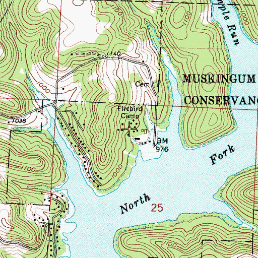 Topographic Map of Firebird Camp, OH