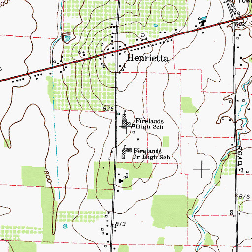 Topographic Map of Firelands High School, OH