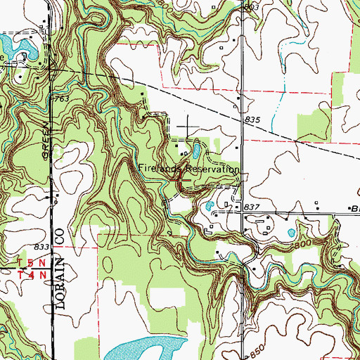 Topographic Map of Firelands Reservation, OH