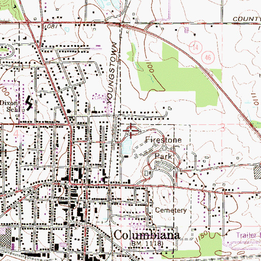 Topographic Map of Firestone Park, OH
