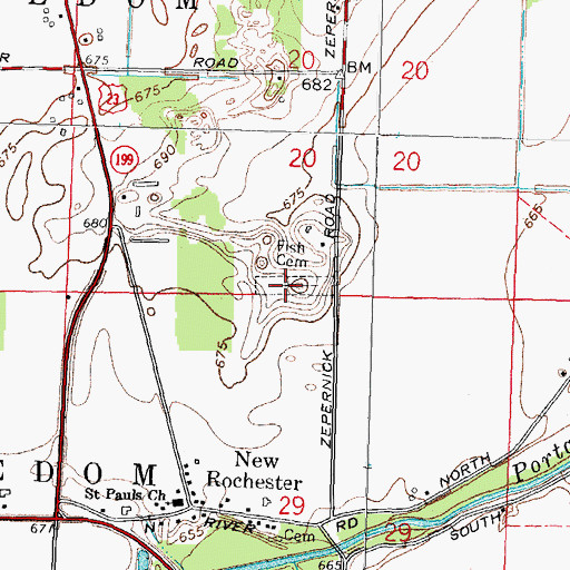 Topographic Map of Fish Cemetery, OH