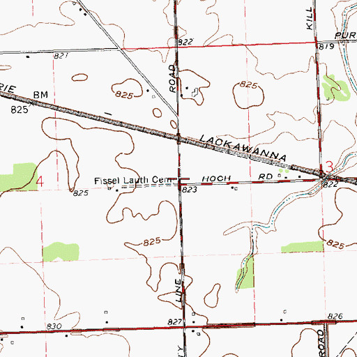 Topographic Map of Fissel Lauth Cemetery, OH