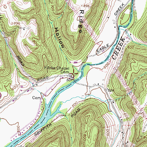 Topographic Map of Fitchs Chapel Cemetery, OH