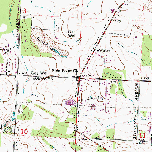 Topographic Map of Five Point Church, OH