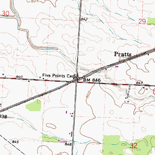 Topographic Map of Five Points Cemetery, OH