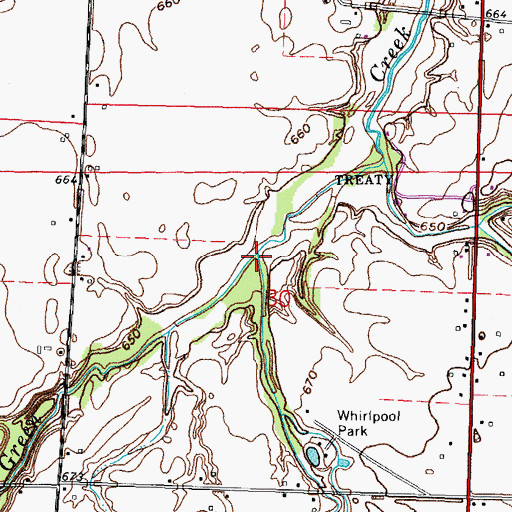 Topographic Map of Flag Run, OH