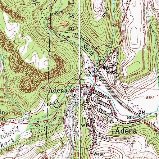 Topographic Map of Flag Run, OH