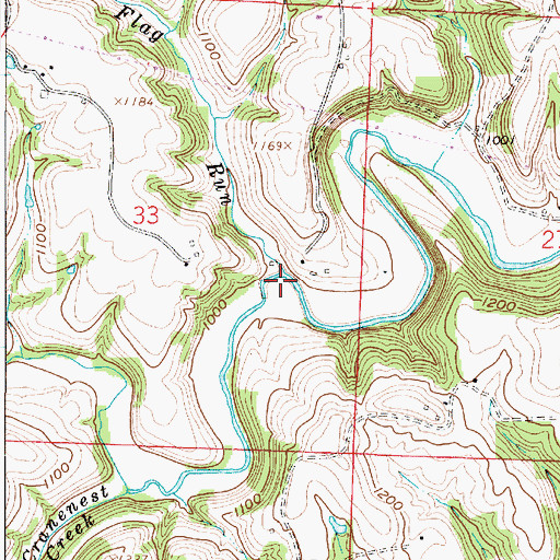 Topographic Map of Flag Run, OH