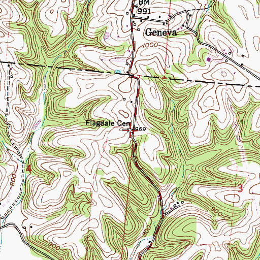 Topographic Map of Flagdale Cemetery, OH