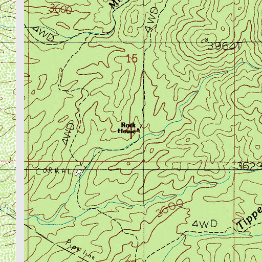 Topographic Map of Rock House, AZ
