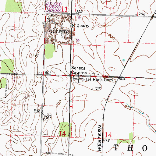 Topographic Map of Flat Rock Cemetery, OH