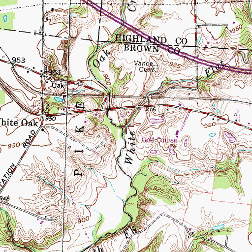 Topographic Map of Flat Run, OH
