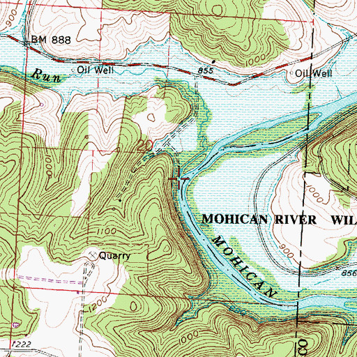 Topographic Map of Flat Run, OH