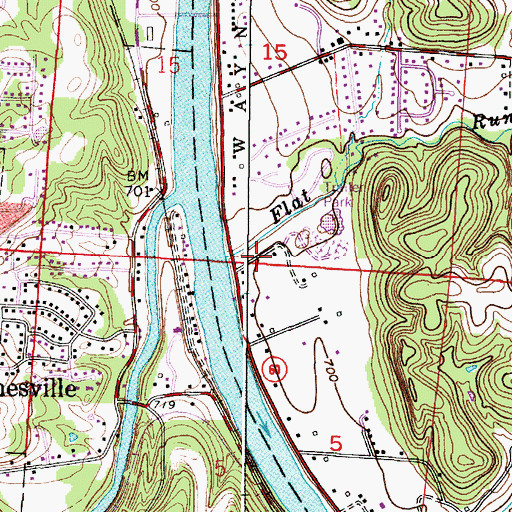 Topographic Map of Flat Run, OH