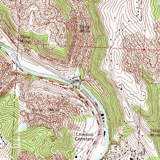 Topographic Map of Flat Run, OH