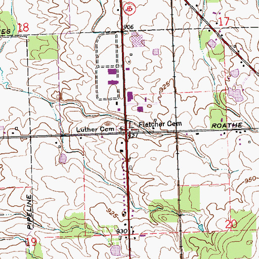 Topographic Map of Fletcher Cemetery, OH