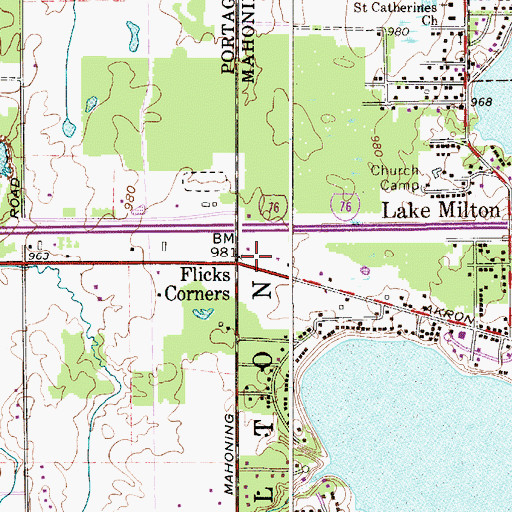 Topographic Map of Flicks Corners, OH