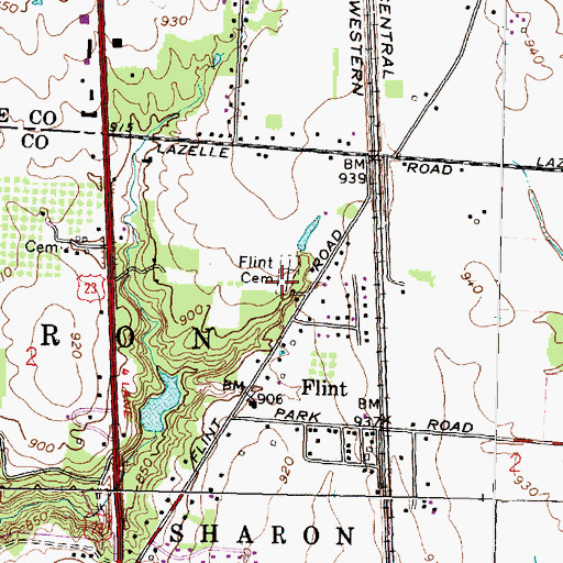 Topographic Map of Flint Cemetery, OH