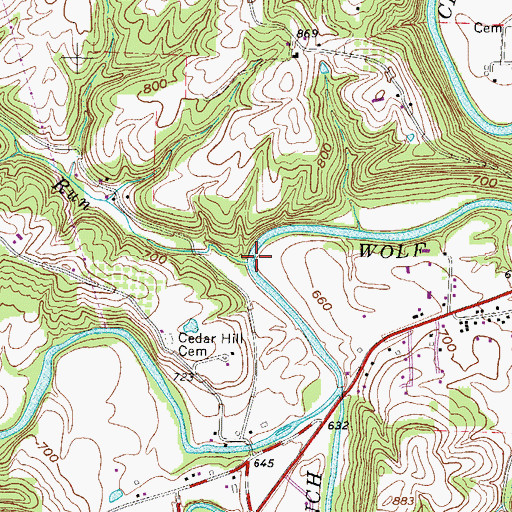 Topographic Map of Flint Run, OH