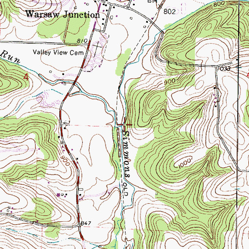 Topographic Map of Flint Run, OH