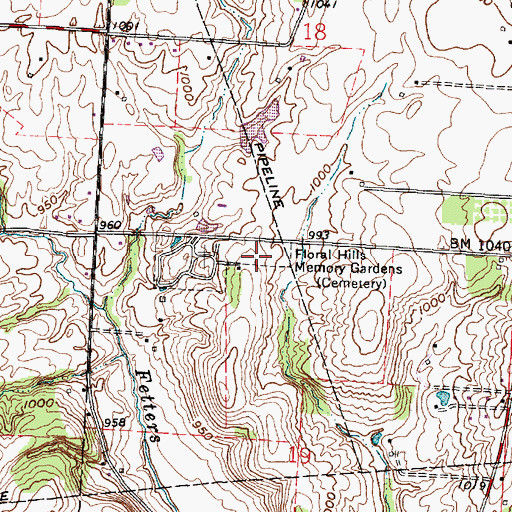 Topographic Map of Floral Hills Memory Gardens, OH