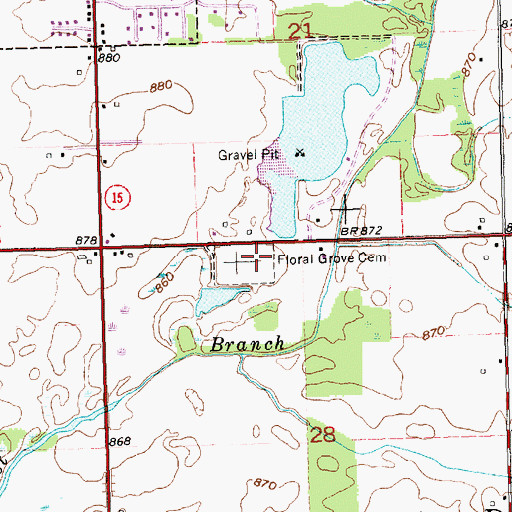 Topographic Map of Floral Grove Cemetery, OH