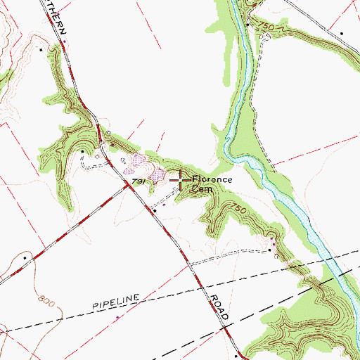 Topographic Map of Florence Cemetery, OH