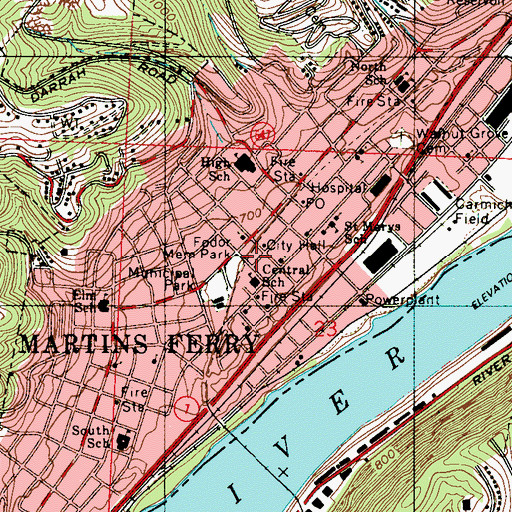 Topographic Map of Fodor Memorial Park, OH